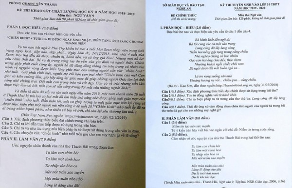Sở GD&ĐT Nghệ An nói về đề thi Văn lớp 10 giống đề khảo sát học...