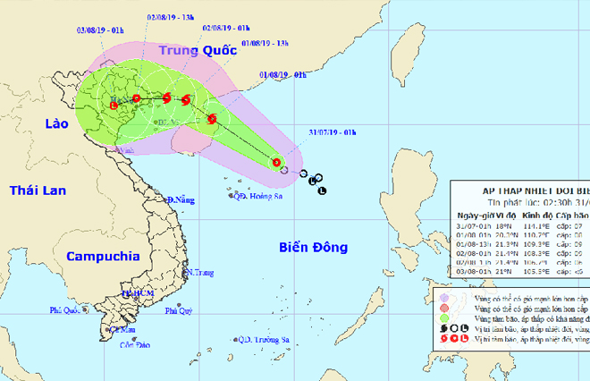 Dự báo thời tiết hôm nay 31.7.2019: Bắc Biển Đông gió mạnh, sóng lớn